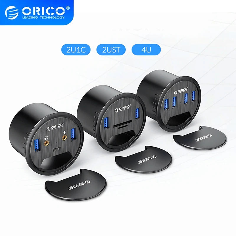 ORICO 5Gbps High-Speed USB HUB Splitter Multi Desktop Grommet USB 3.0 Ports Desk Mount Adapter for PC Tablet Phone High Quality