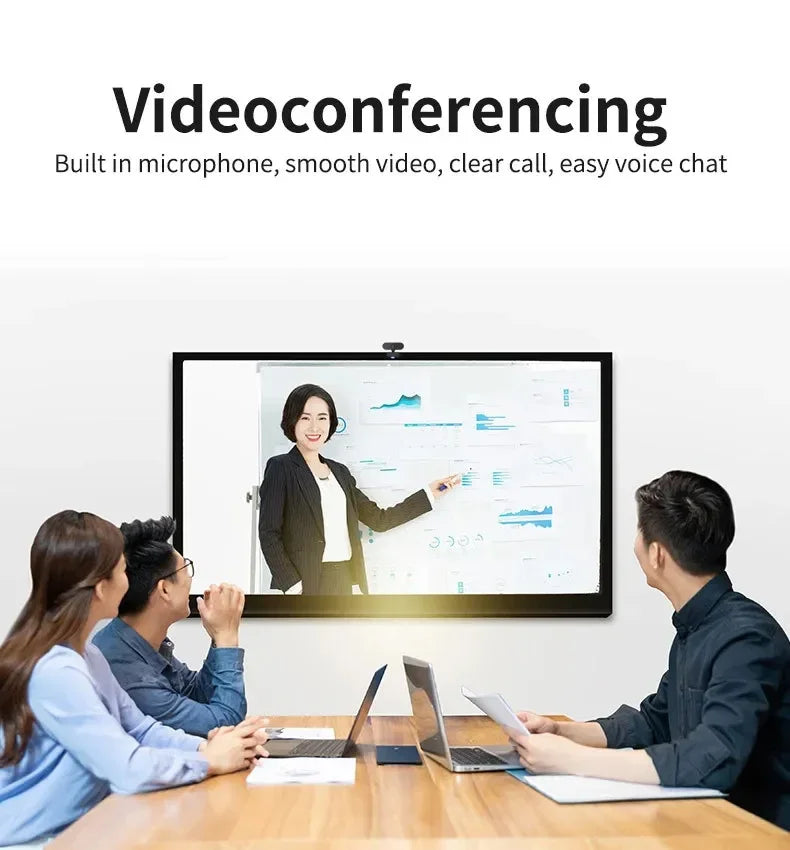 USB Webcam with Built-in Microphone, Plug and Play PC Camera 360° Rotatable for Video Calls, Zoom, Teams, Streaming