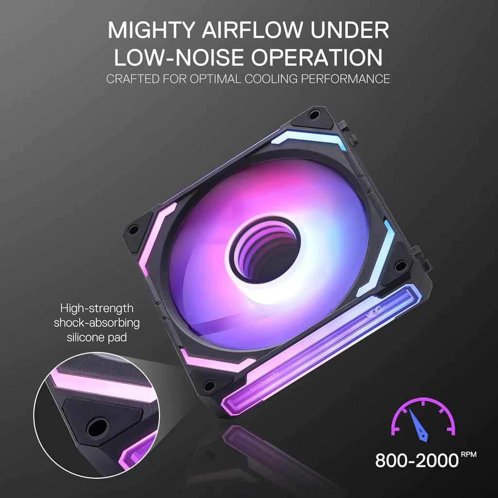 Redragon GCF012 Standard 120mm PC Case Fan,5V 3Pin ARGB Lighting 4 Pin PWM Case Fanfor Radiator/Computer Case Cooling