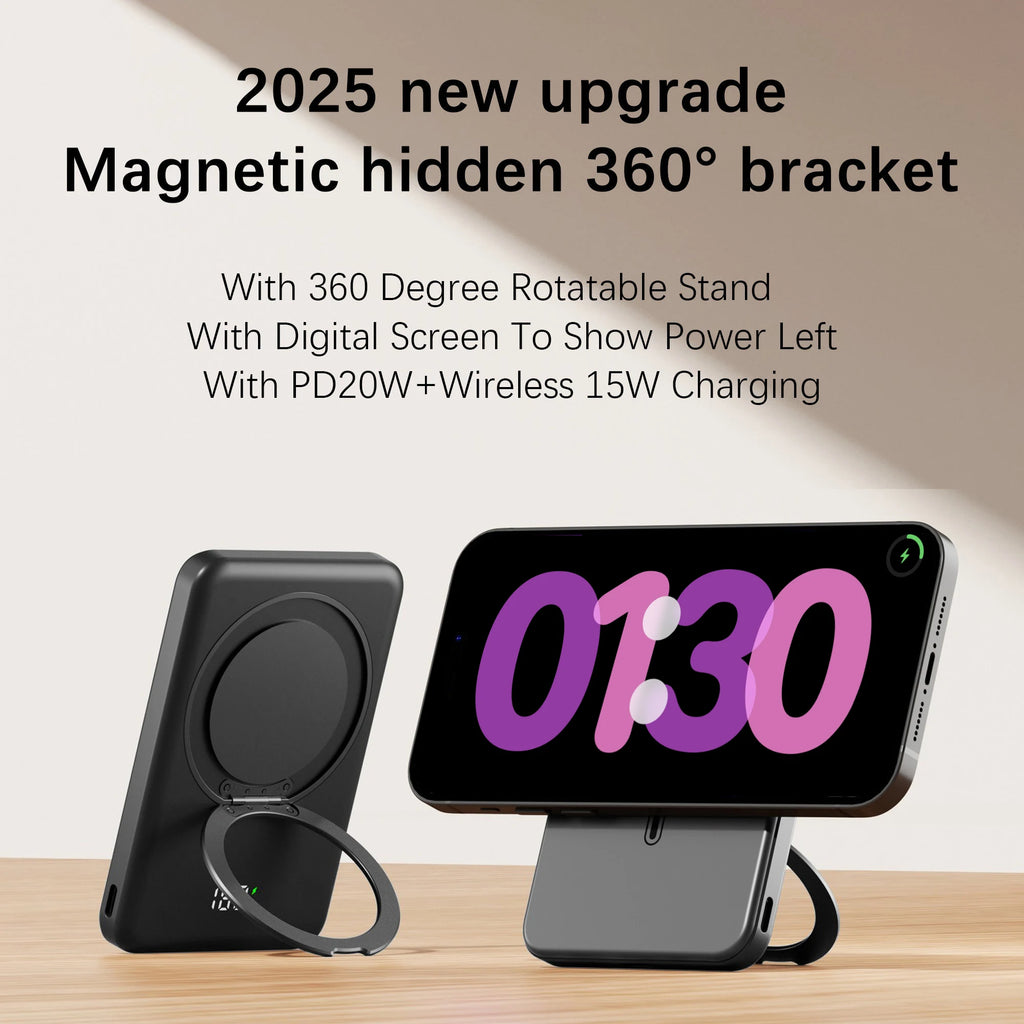 10000mAh Magnetic Power Bank for MagSafe,Wireless Fast Charger Stand 20W Portable Slim Mini External Battery For iPhone Samsung