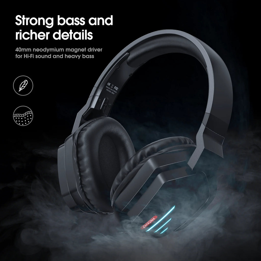 ONIKUMA Wireless Gaming HeadsetNoise Cancelling Earphone Headset Gaming Headphone With Microphone RGB B60  For PS5 PS4 PC Mac