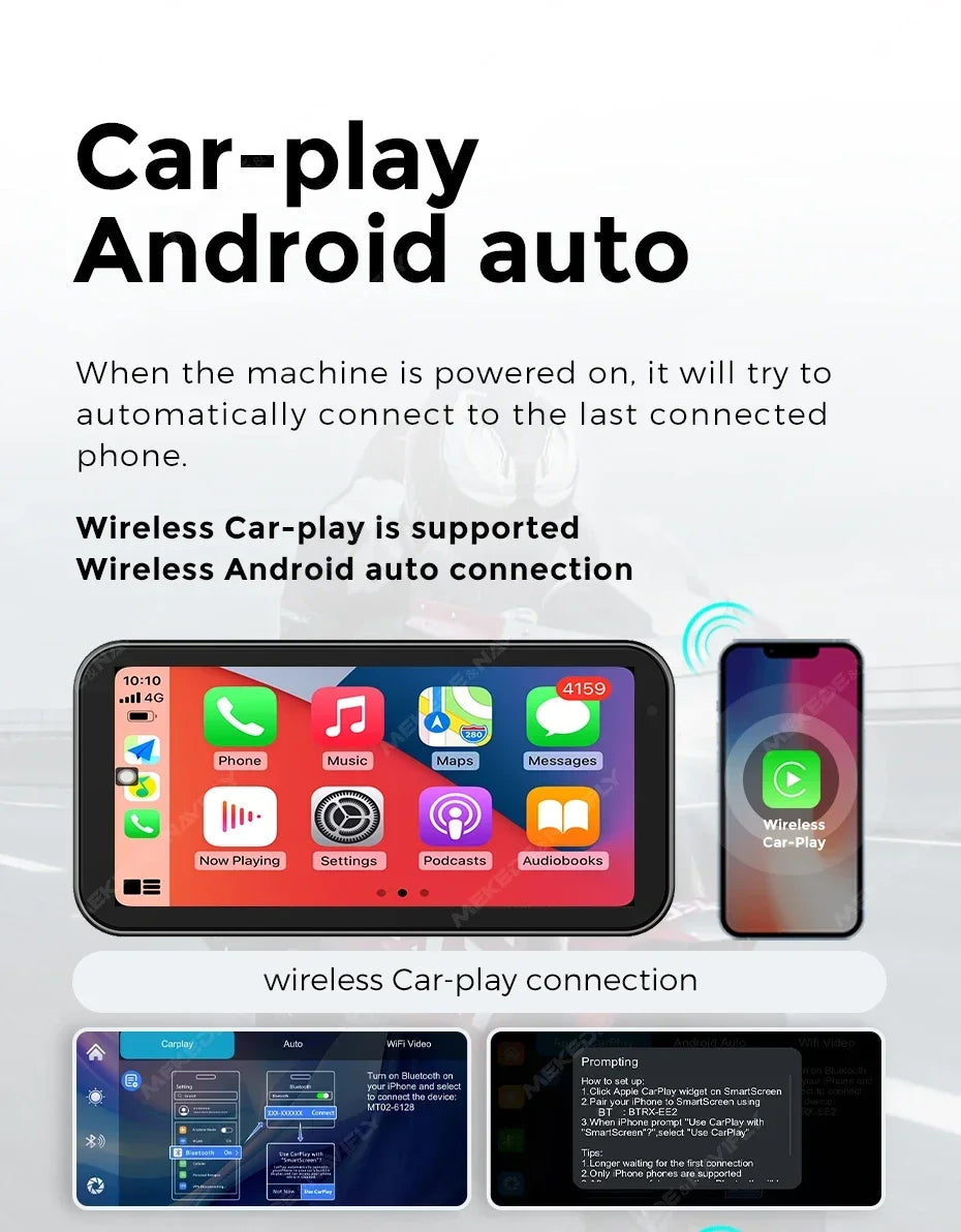 NaviFly 6.25" Motorcycle Wireless CarPlay Moto Android Auto Portable Digital Dashboard Navigation Display Optional DVR TPMS