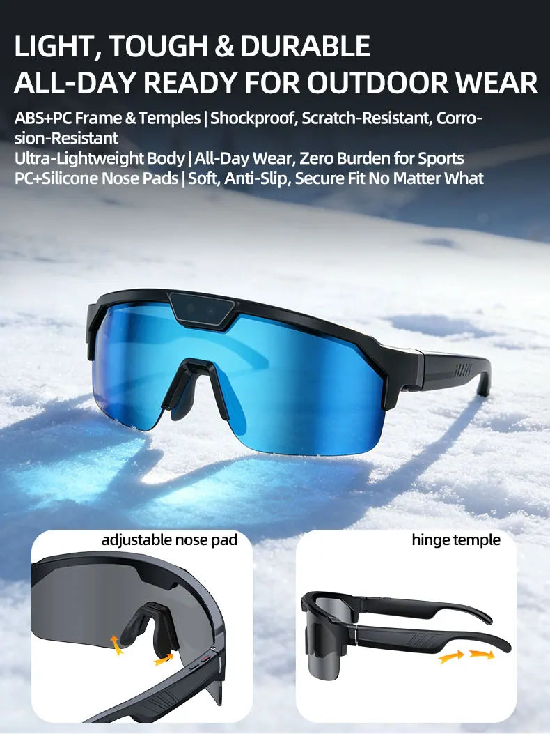2026 New AI Sport Cycling Smart Glasses 80MP Camera 1200P HD Video Bluetooth 5.3WiFi Open Ear Riding Speaker Real-Time Translate
