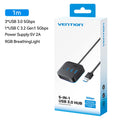 Vention USB A 3.0 HUB RGB Light Switch USB C 3.2 Gen1 5Gbps Desktop Hub Adapter for PC Laptop Accessories USB Splitter Extender