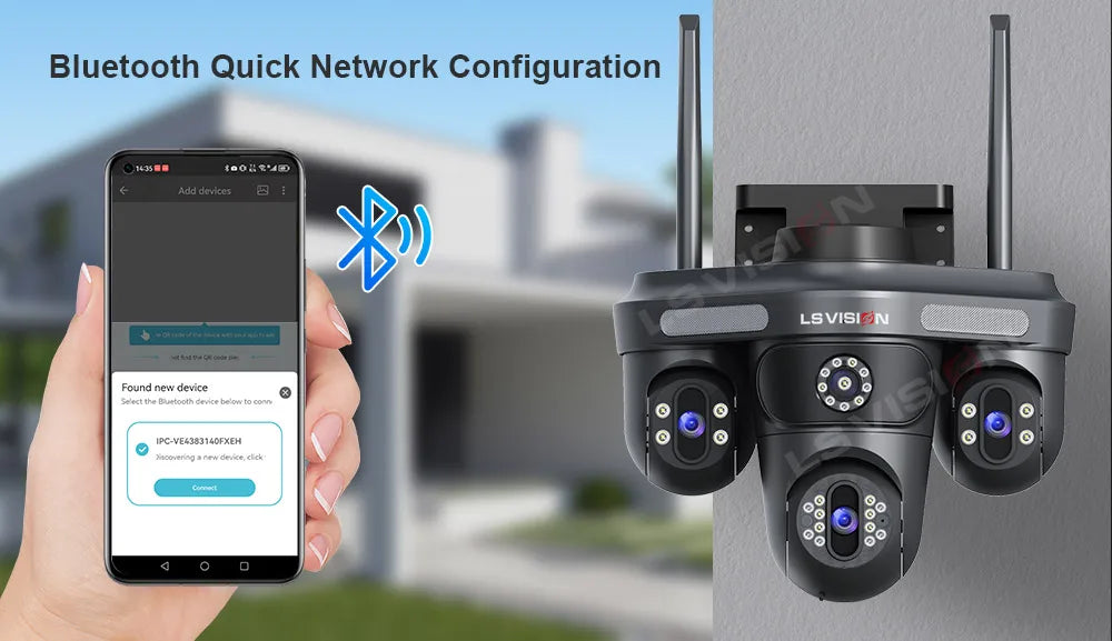 LS VISION 15MP Three Screens WiFi Security Camera Outdoor Three Lens Remote Rotation Color Night Vision Auto Tracking CCTV Cam