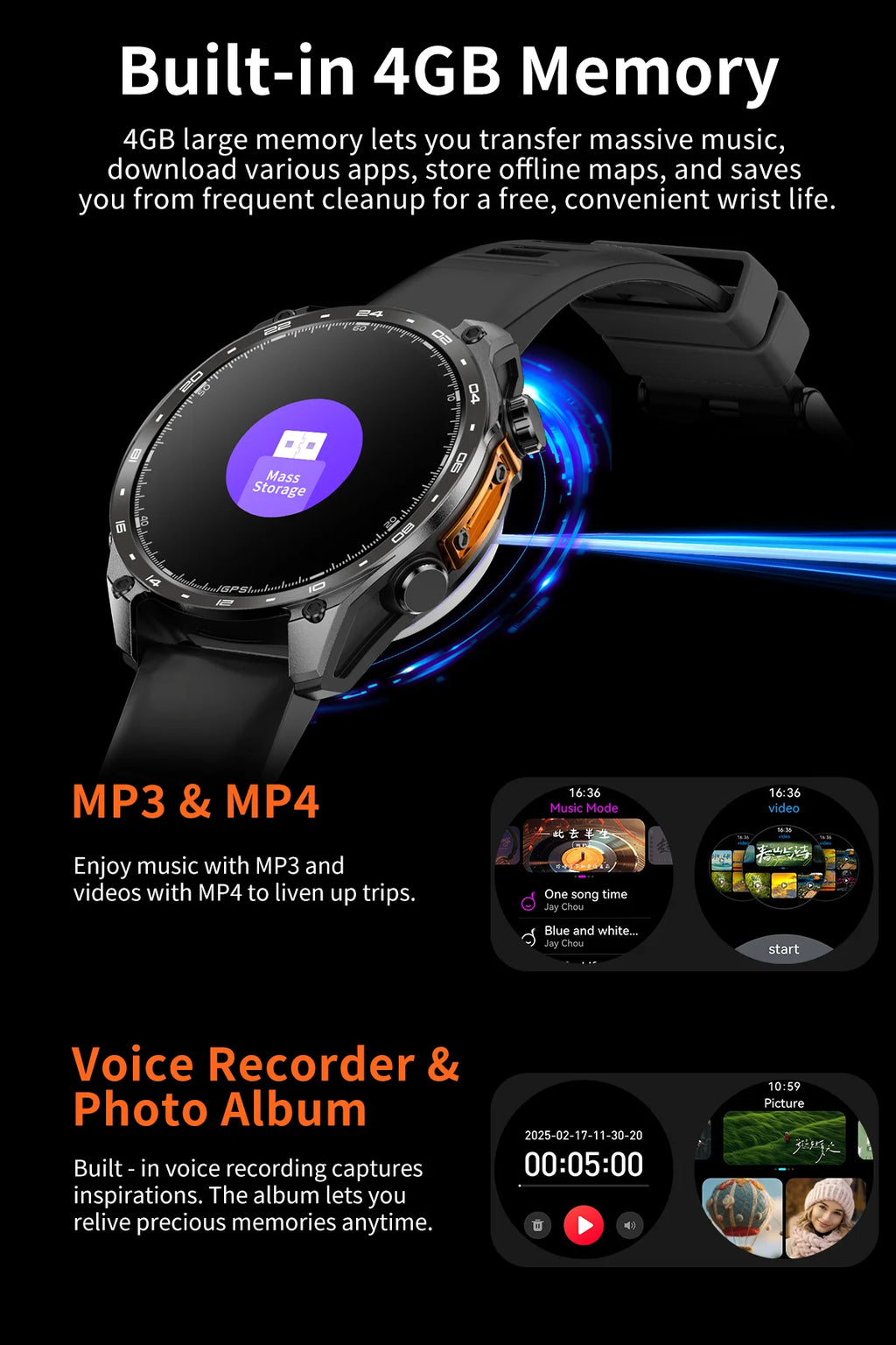 New Military Outdoor Smartwatch Built-in GPS Compass Altimeter 3ATM Waterproof 530mAh BT Call Watches Sports Smart Watch Men