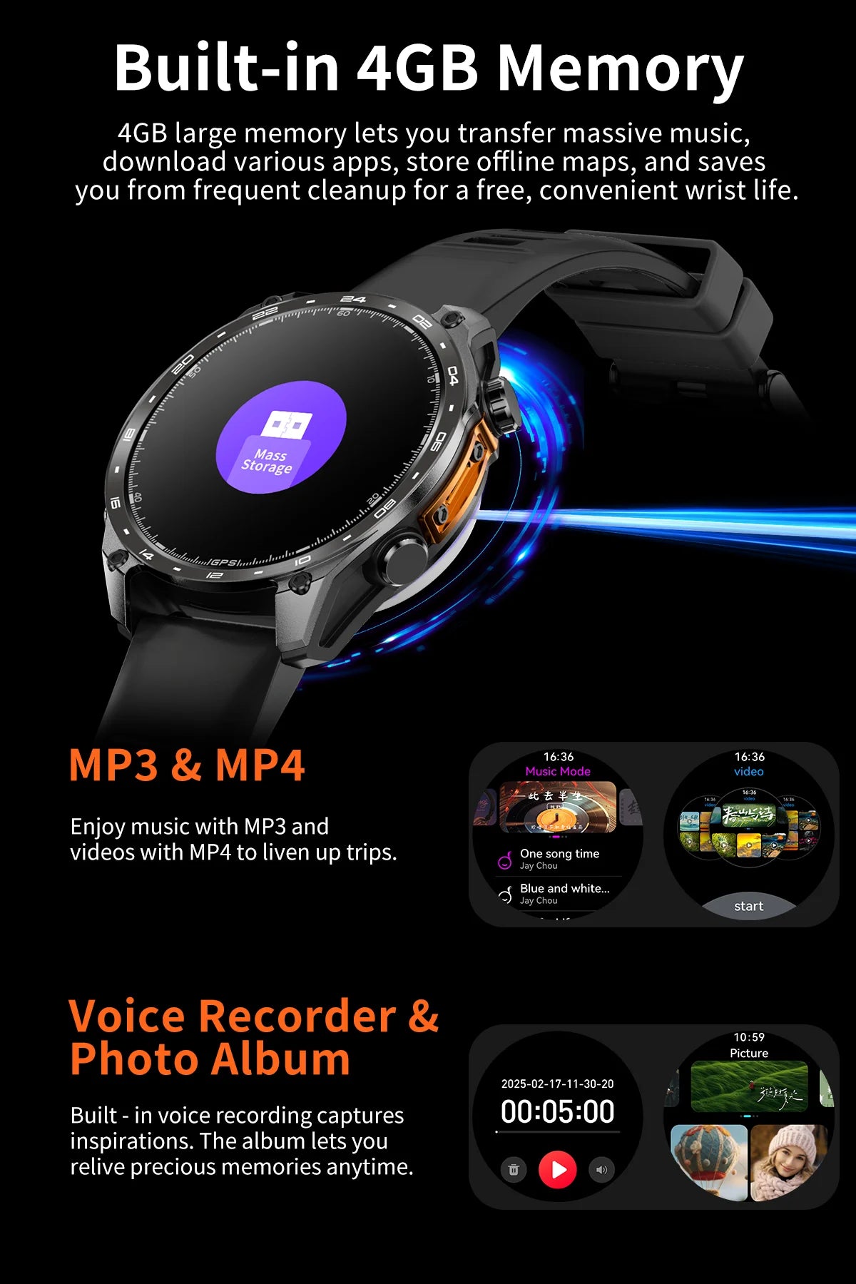 New Military Outdoor Smartwatch Built-in GPS Compass Altimeter 3ATM Waterproof 530mAh BT Call Watches Sports Smart Watch Men