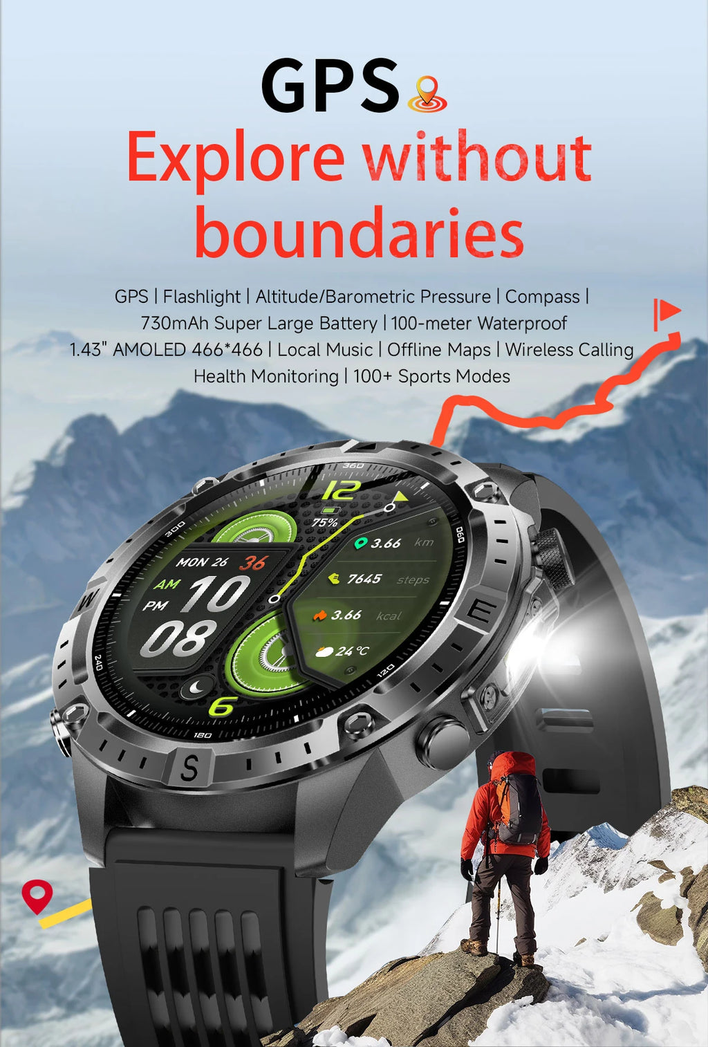 2026 NEW Outdoors Offline Map GPS Smart Watch L1+L2 Dual Band GPS Compass Cycling Run Swim Heart Rate 10ATM Military Smartwatchs