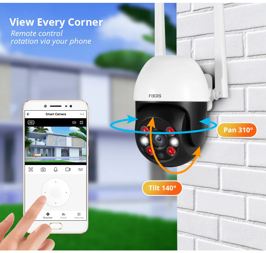 Fuers 8MP 4K IP Camera Outdoor Home Security Auto Tracking AI Human Detection WIFI CCTV Surveillance Camera Work With Tuya Smart