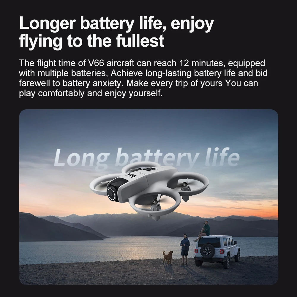 New V66 Mini Drone WIFI FPV Hover 4K Professional HD Camera Pocket Coloful Lights Dron Rc Plane Foldable RC Quadcopter Boy Toys