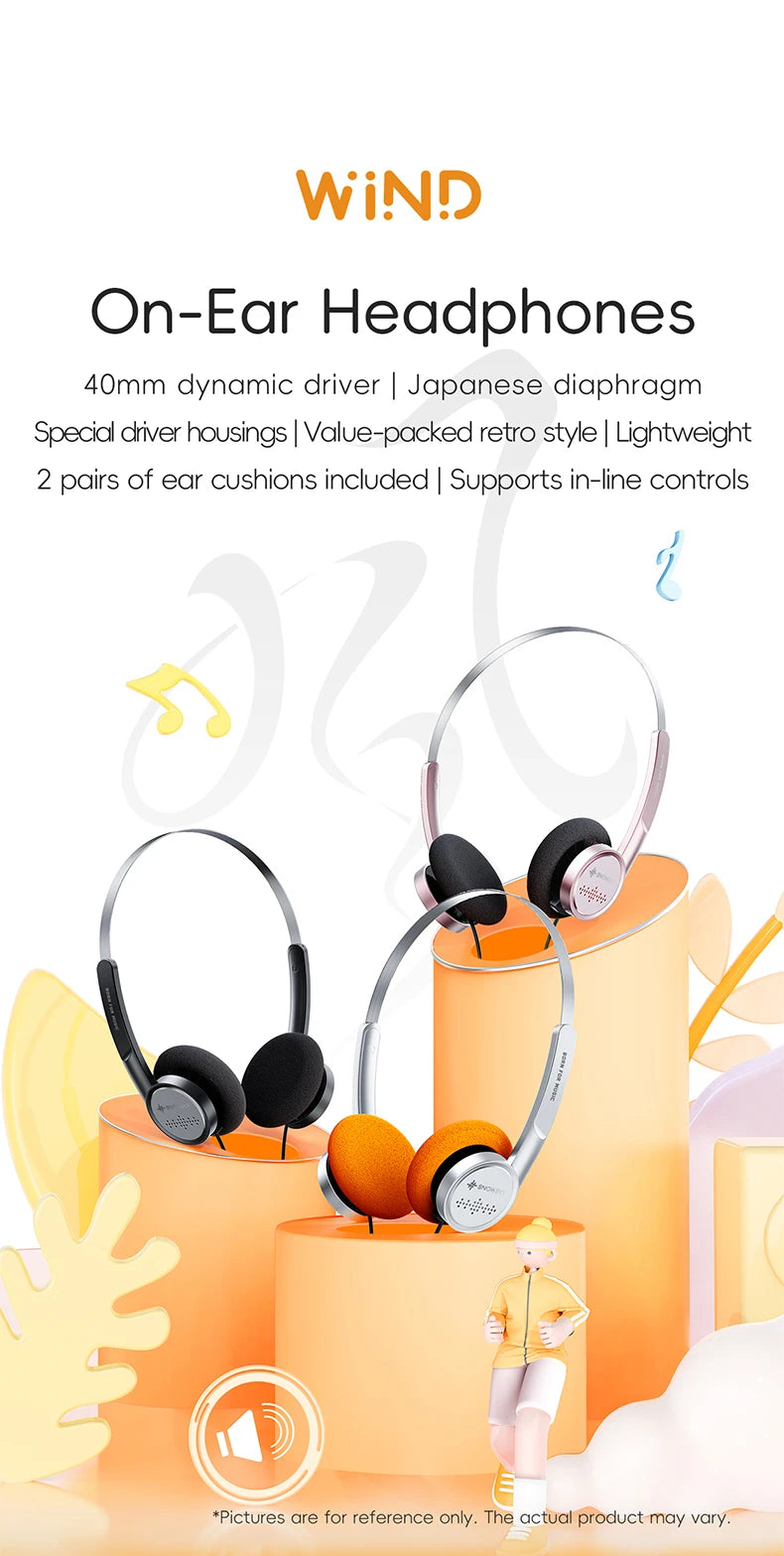 Snowsky/FiiO Wind 3.5mm ON-Ear Headphones for Recording Gaming with Microphone, 40mm Diaphragms driver,HiFi Sound