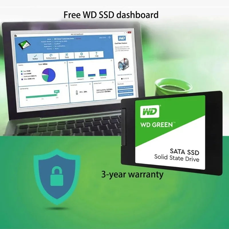 WD GREEN 2.5" SATA III SLC internal Solid State Disk 1TB 2TB Read Speed 545MB Hard Drive for Laptop Desktop SSD Original
