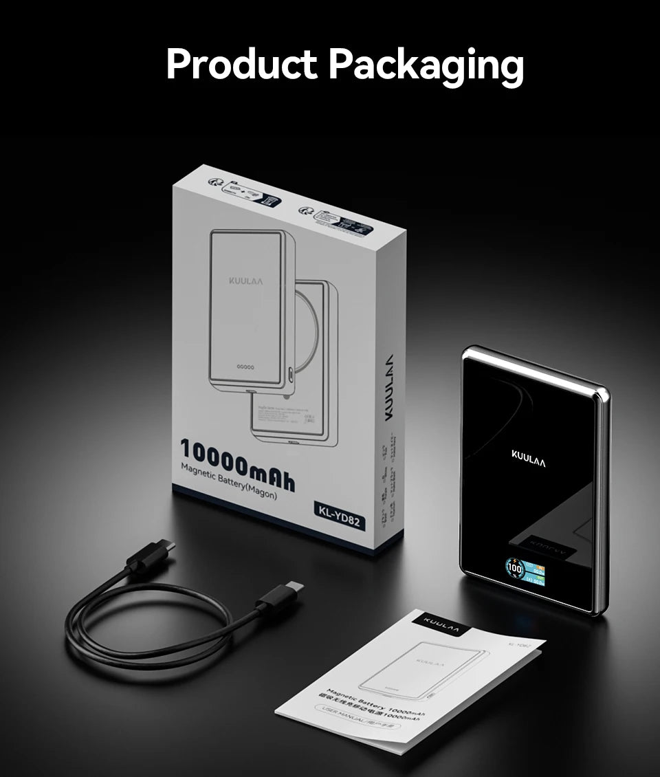 KUULAA Qi2 Magnetic Power Bank 10000mAh PD20W Portable Charger Wireless External Battery for iPhone17 16 15 14 Pro Max Powerbank