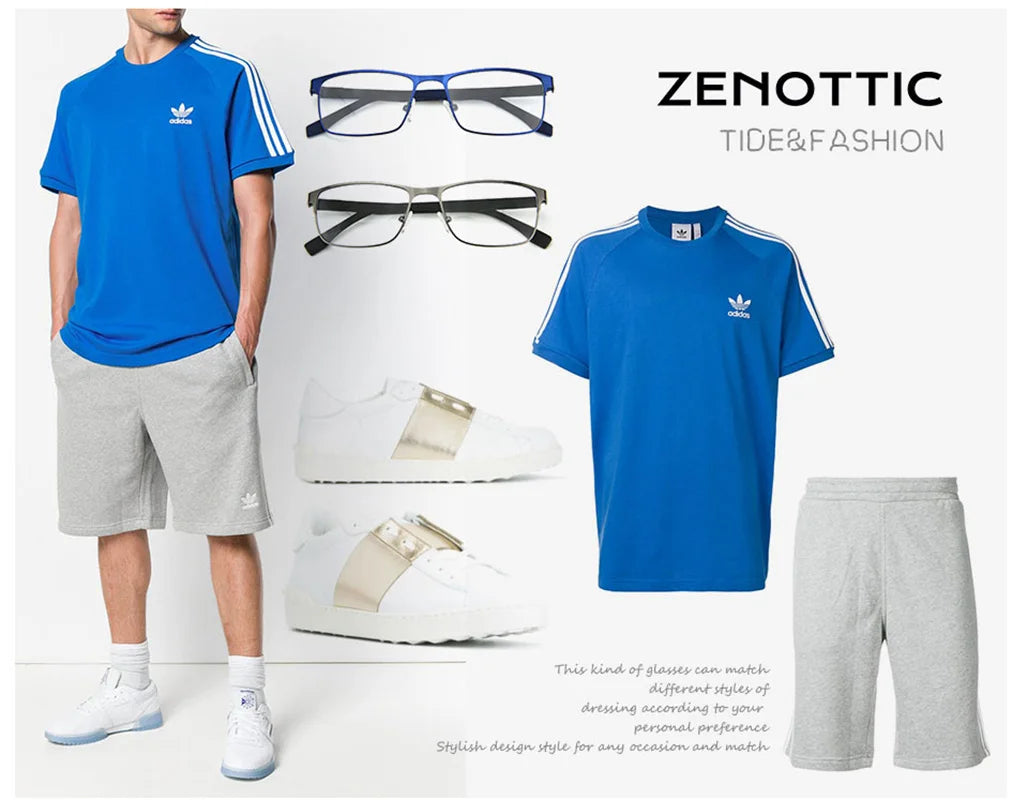 ZENOTTIC Titanium Progressive Prescription Glasses Men Square Anti Blue Light Photochromic Eyewear Optical Myopia Eyeglasses