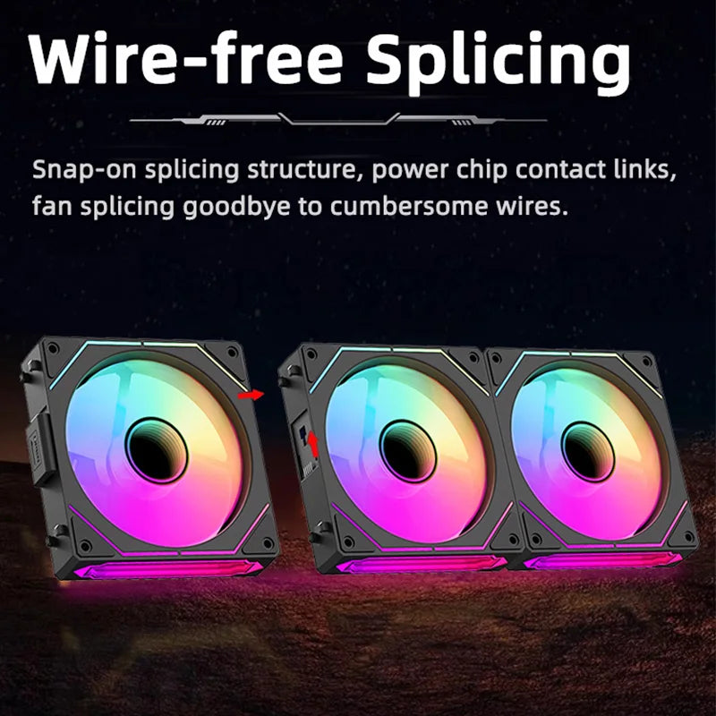 Coolcirc DL-1 120mm PC Case Fan 800-2000rpm PWM Hydro Bearing Silent 5V3Pin ARGB Water Cooler Magic Cableless Cooling Ventilator