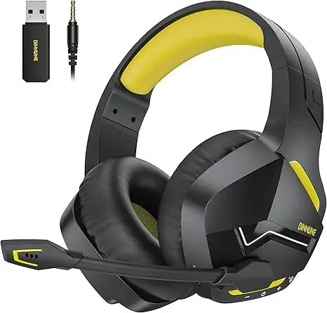 BINNUNE 2.4GHz Wireless Gaming Headset Bluetooth 5.3 Gaming Headphone with Noise Canceling Mic Multi-Platform for PS5/PS4/Switch