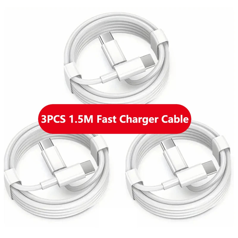 3PCS PD 100W USB C to USB Type C Cable Fast Charge Data Cable For Iphone 15 15Pro Huawei Samsung Xiaomi Data Line White 1M 2M