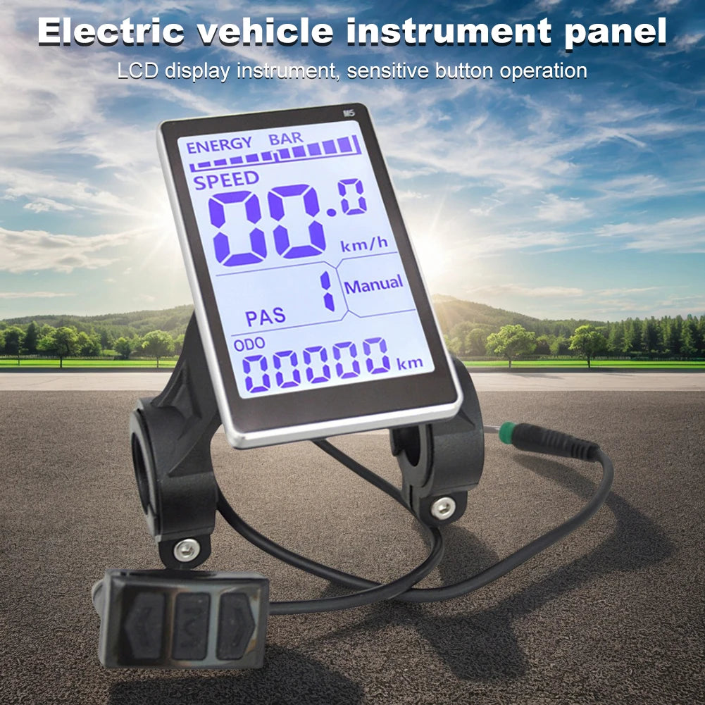 E-bike Display 24-48V Electric Bike LCD Display Meter Waterproof Electric Scooter Panel Screen for Mountain Electric Bike Parts