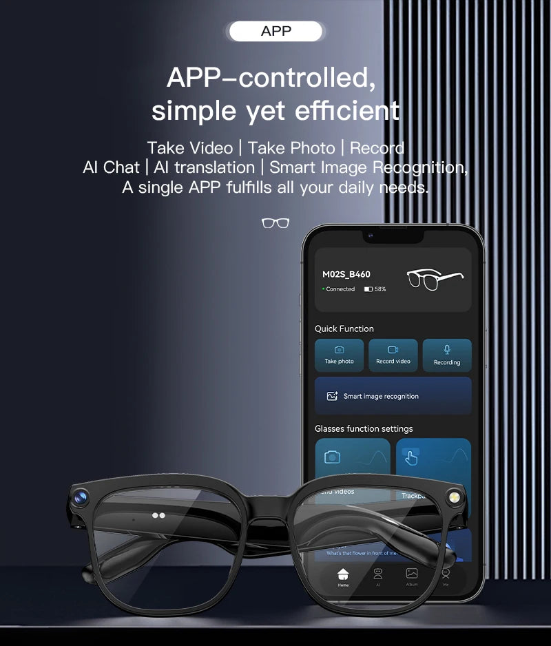 2026 New Smart AI Glasses 1080P HD Video Record Camera ChatGPT Bluetooth Call 32GB ROM Language Translation Music Sunglasses Men