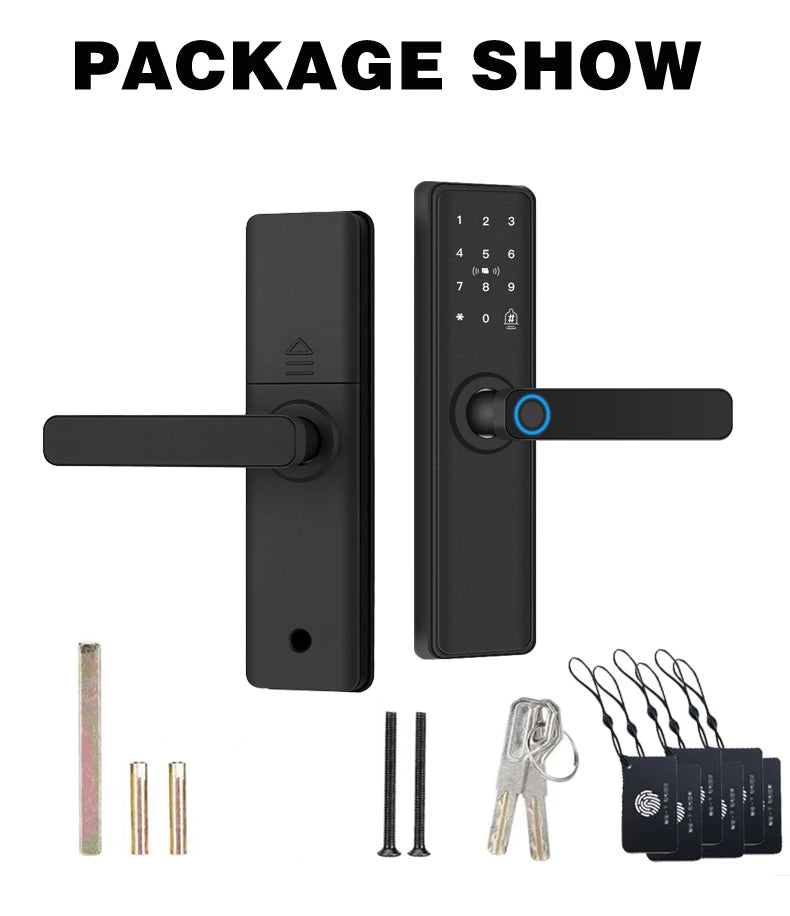 2026 New Smart Door Lock With Bluetooth Compatible Tuya APP Digital Electronic Lock Smart Home Wooden Door Lock Fingerprint