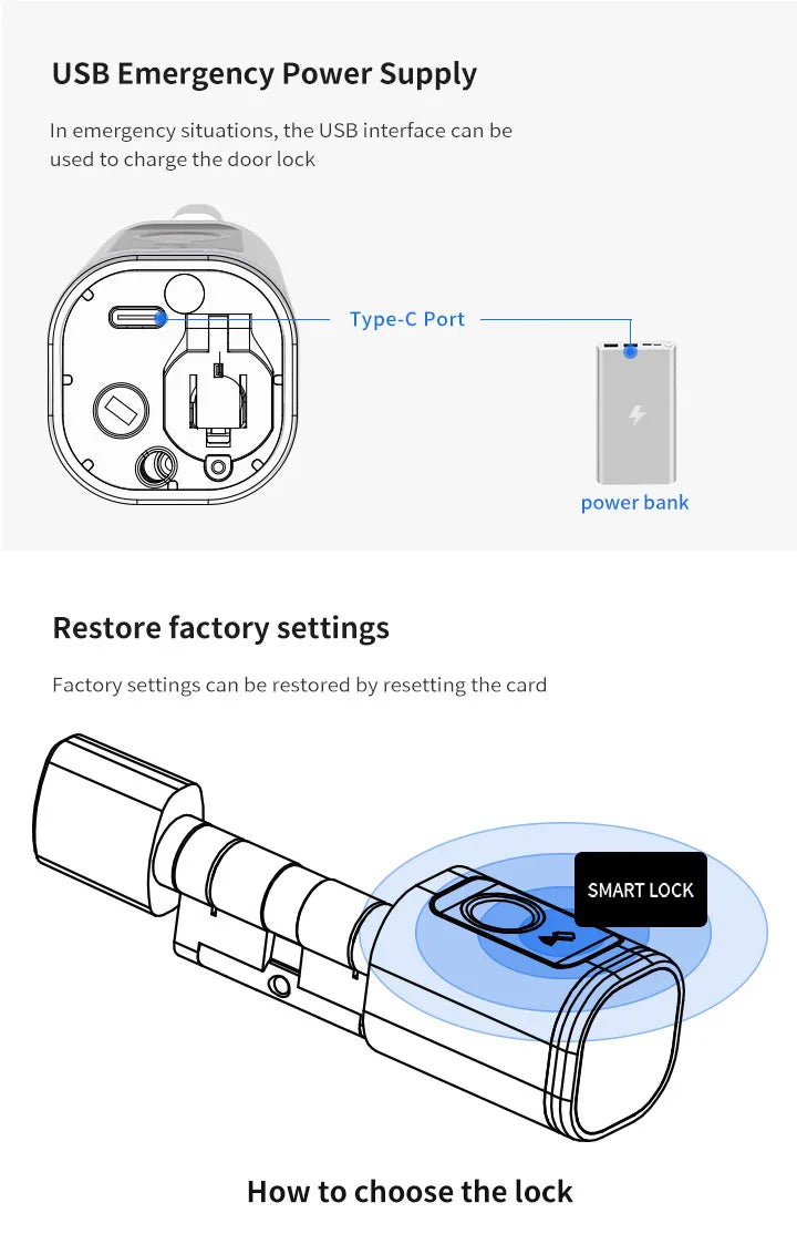 RAYKUBE L31 Tuya BLE Smart Fingerprint Electronic Door Lock Cylinder Lock With Tuya/ Smart Life APP Keys IC Card/NFC Unlock