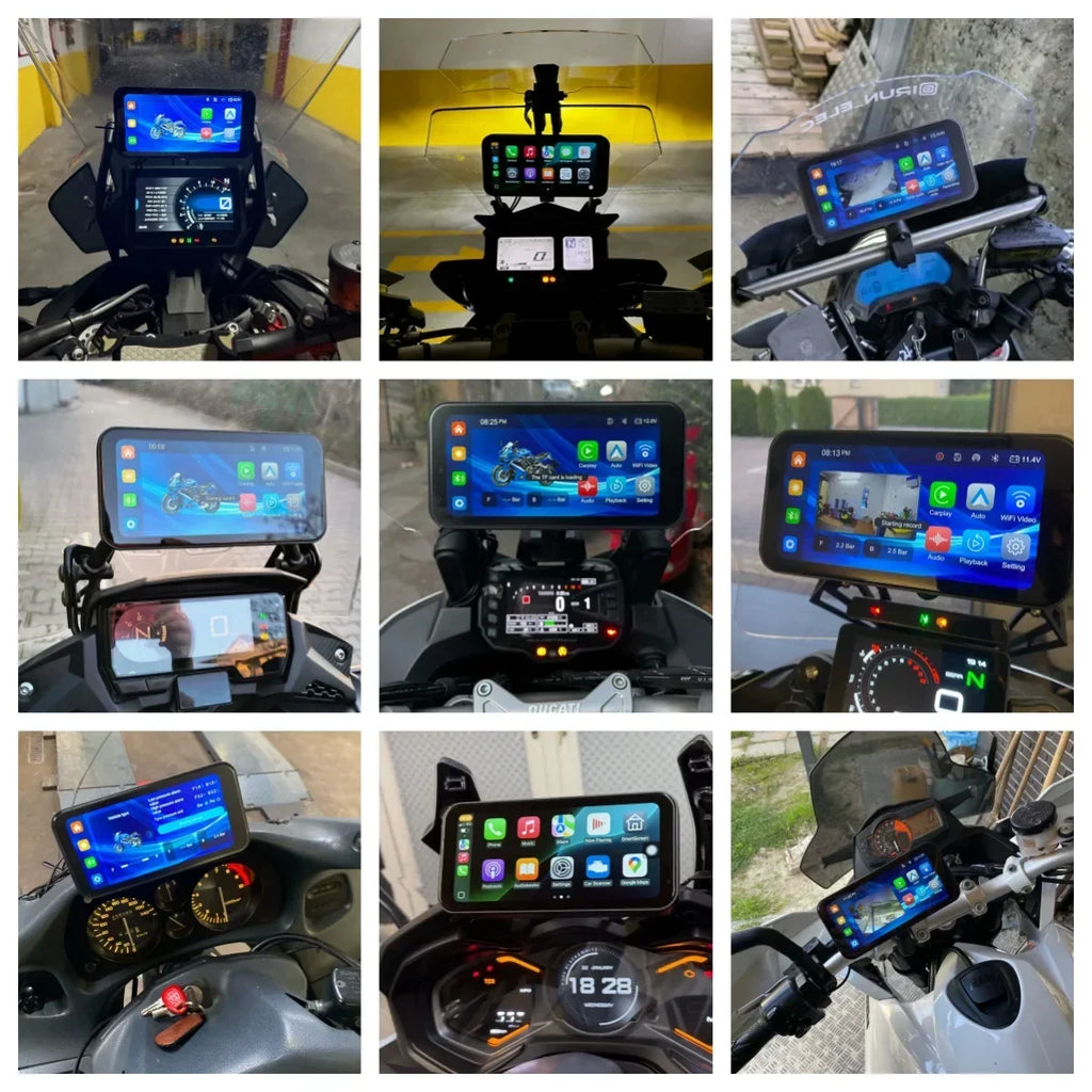 NaviFly 6.25" Motorcycle Wireless CarPlay Moto Android Auto Portable Digital Dashboard Navigation Display Optional DVR TPMS
