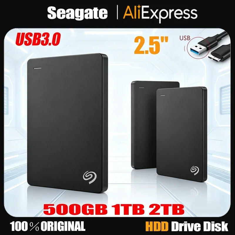For Seagate External Hard Disk 500GB 1TB 2TB Storage Backup +Ultra-Thin USB 3.0 HDD 2.5 "Portable
