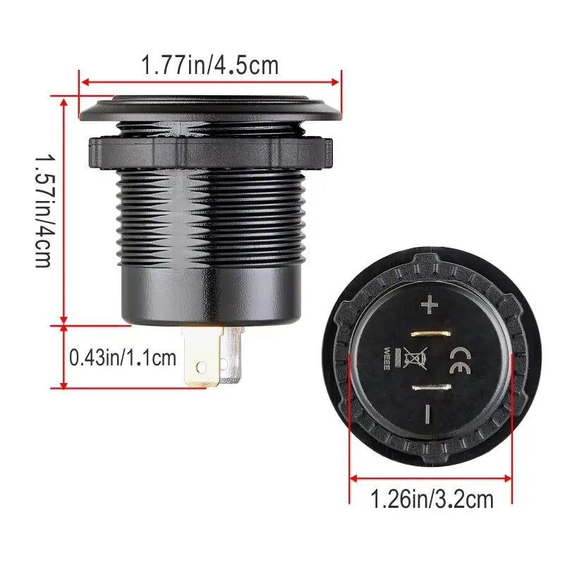 12/24V USB C Outlet Panel Cigarette Lighter Socket Dual USB Car Charger Socket Adapter QC 3.0 Car Fast Charge for Bus RV Boat