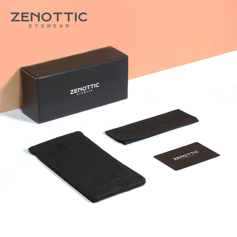 ZENOTTIC Titanium Progressive Prescription Glasses Men Square Anti Blue Light Photochromic Eyewear Optical Myopia Eyeglasses