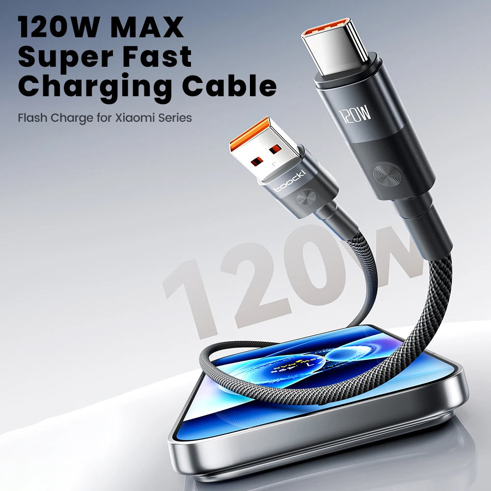Toocki 6A USB to Type C Cable Charger 120W Turbo Super Charge USB C Cable Fast Charging for Xiaomi Mi 13 17 Pro Redmi Note POCO