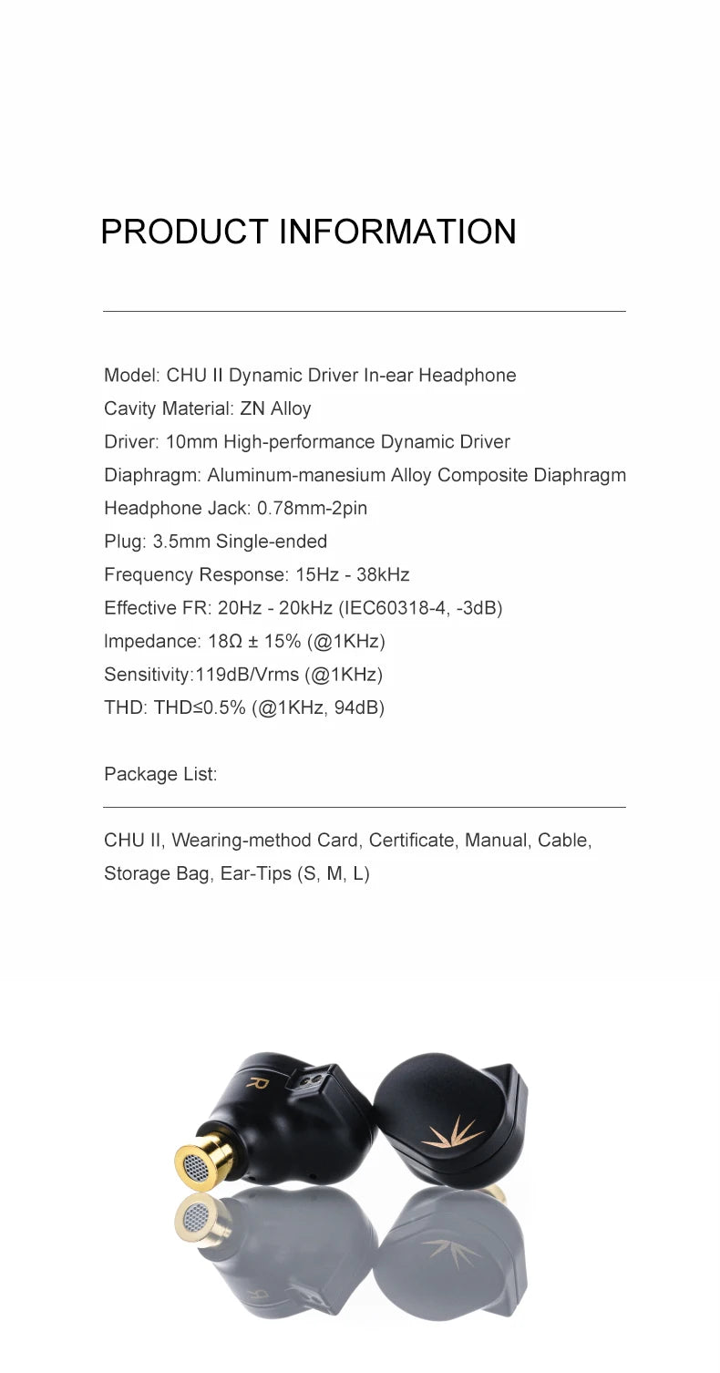 MOONDROP CHU II High Performance Dynamic Driver IEMs Interchangeable Cable in-Ear Headphone