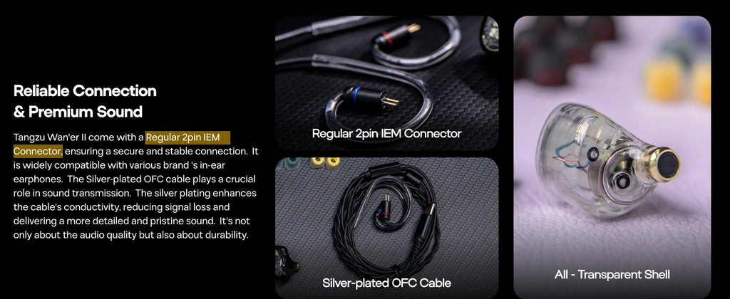 TANGZU Wan'er S.G II 10mm Dynamic Driver with PET Diaphragm IEM Earphones with 3.5mm/4.4mm/Type-C Options