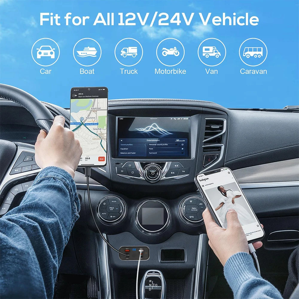 Dual Qc3.0 Pd Type C Dual Usb Fast Charger 3.1A Fast Charging with Switch 6-Port Power Panel for Bus Atv Car Truck Marine