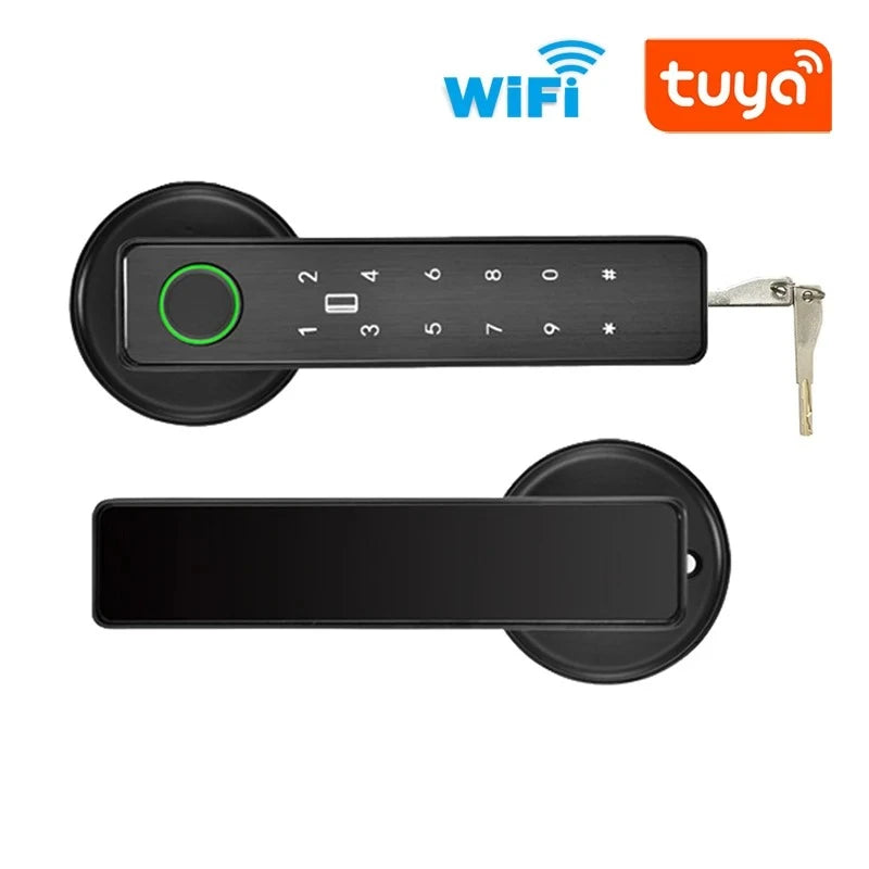 Tuya SmartLife APP WiFi Remote Control Smart Fingerprint Password RFID IC Card Dead Bolt Lock For Indoor Home Wooden Metal Door