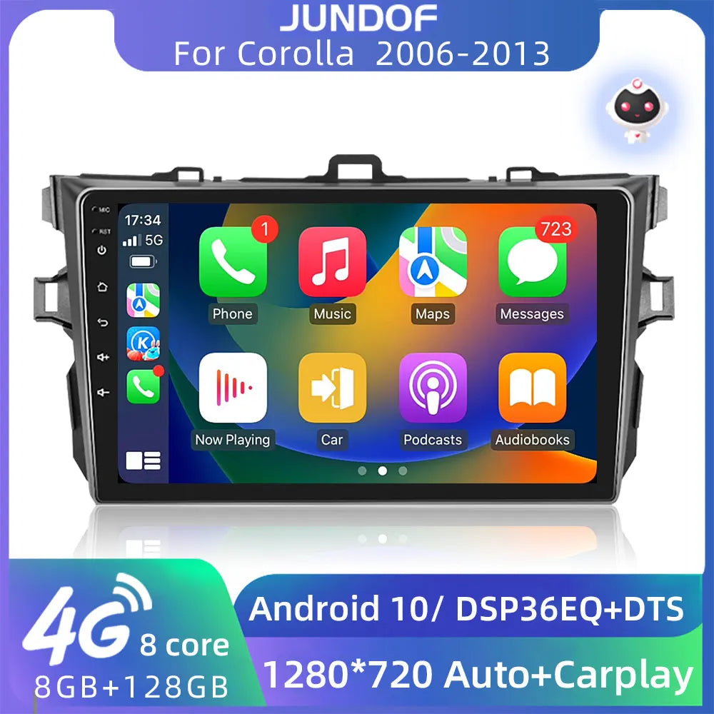 JUNDOF 9" Android Car Stereo Radio for Toyota Corolla 2006 2007 2008 2009 2010 2011 2012 2013 Multimedia Player 2 Din Head Unit
