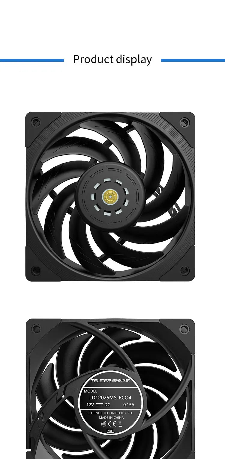 TEUCER T30 12cm Case Fan High Speed Large Air Volume PWM 2150RPM Computer Case Cooling System Fan 120mm SFDB PC Gamer CPU Cooler