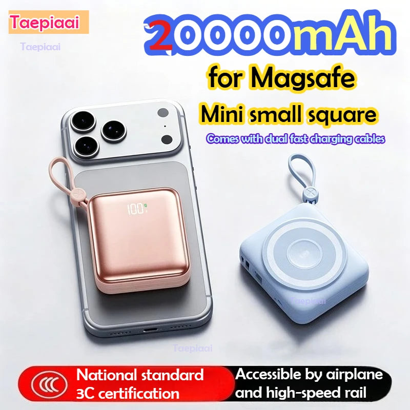 Taepiaai PD20W PowerBank Magnetic 20000mAh Portable Wireless Fast Charging PowerBank for Magsafe for IPhone Huawei Samsung Watch