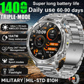 2026 New Military TANK SmartWatch Bluetooth call 10ATM Waterproof 1400mAh Battery Heart rate monitoring Outdoor Sports Watch Men