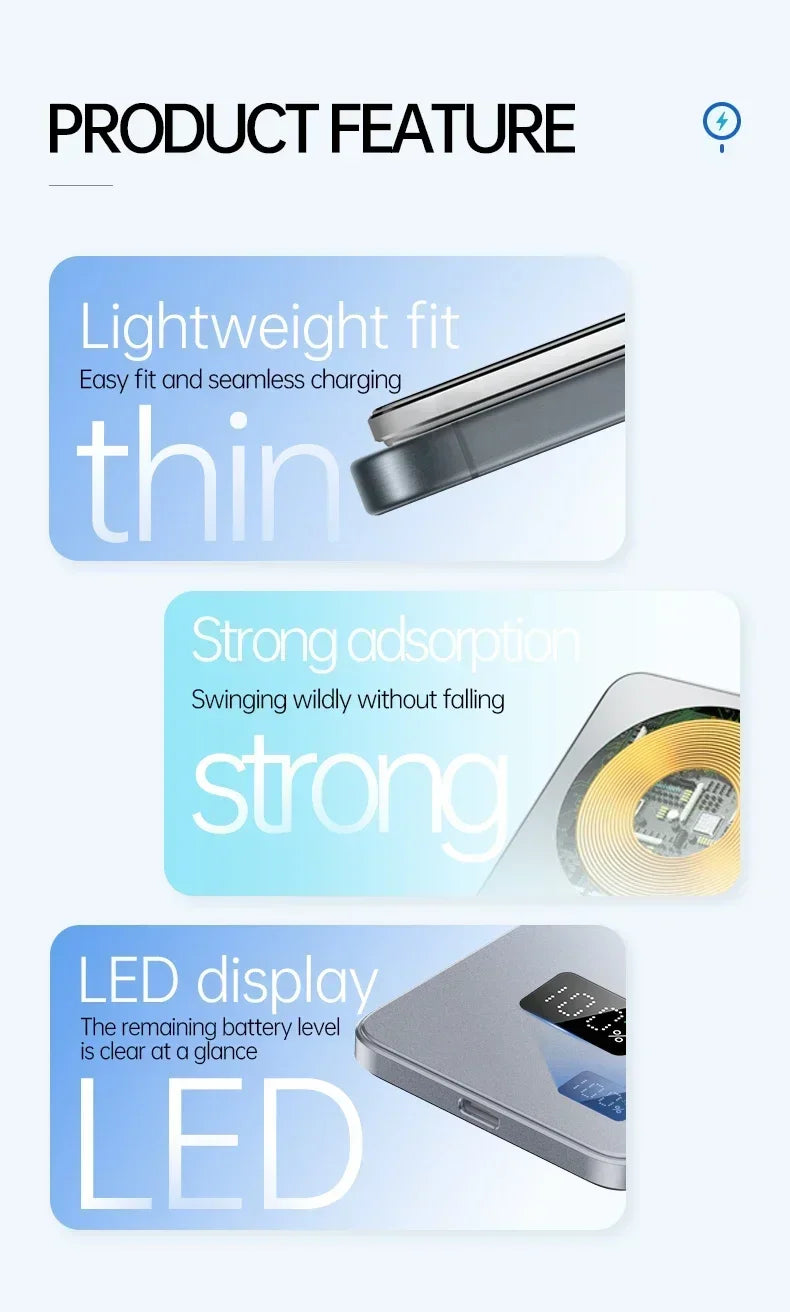 Lenovo CCC Power Bank 50000mAh For MagSafe Slim Magnetic Wireless Power Bank 22.5W External Portable Battery For iPhone Samsung