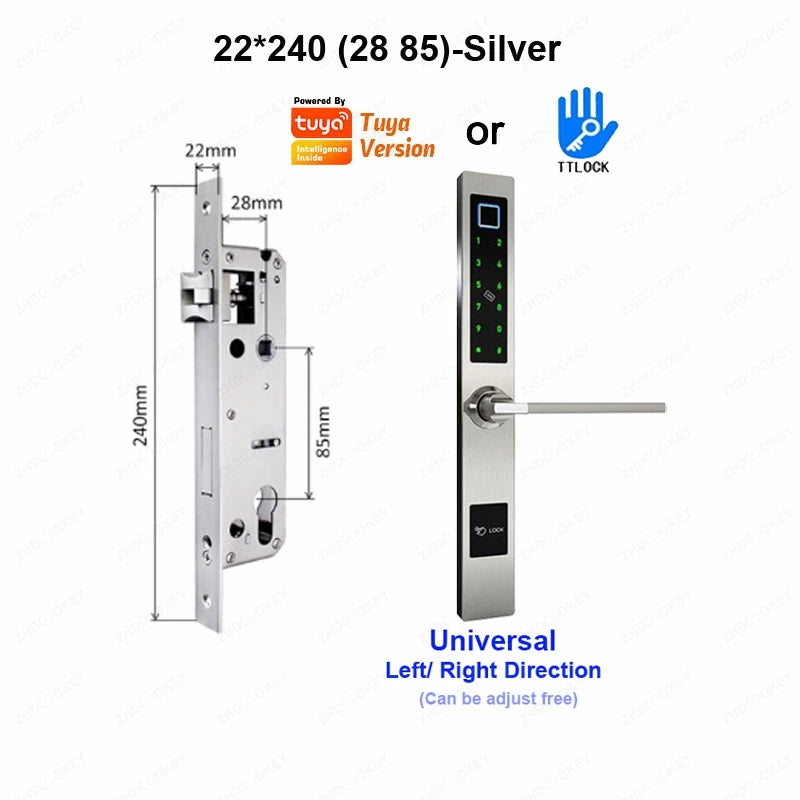 ZHDCOOKEY Electronic European Waterproof Bluetooth TTlock Fingerprint IC Card Password Digital Smart Door Lock For Aluminum Door