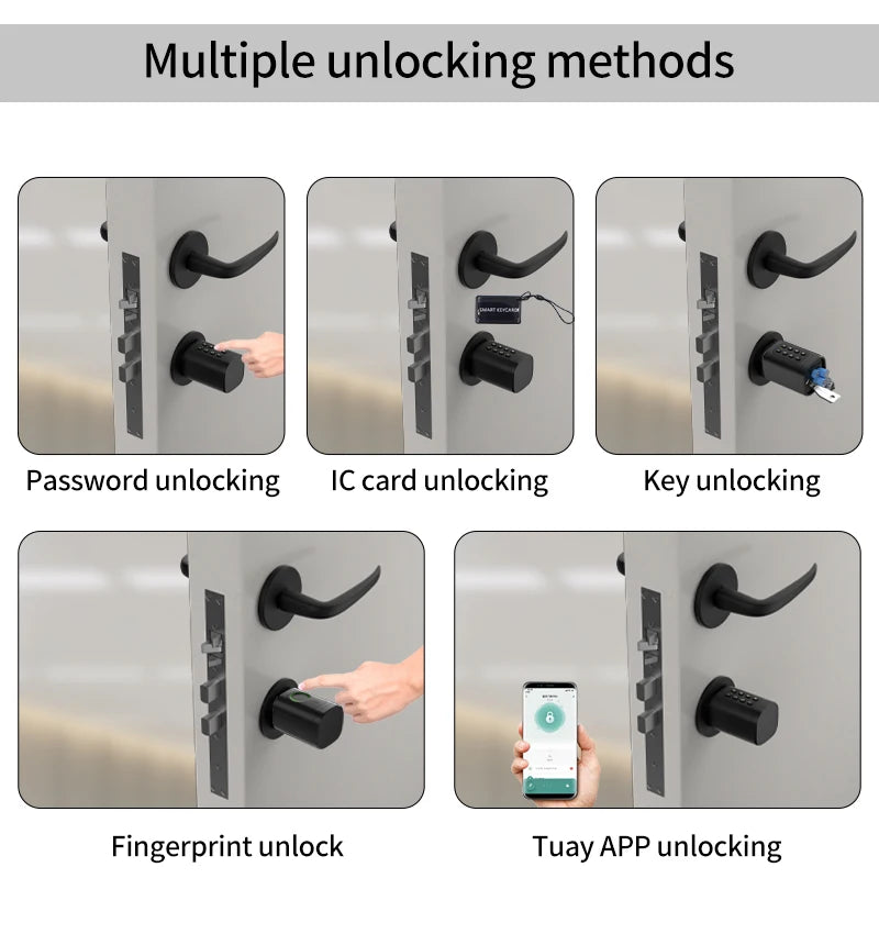 TTLock/ Tuya Bluetooth Smart Fingerprint Digital Cylinder Lock with APP/Password/RFID Card/Key unlock V1 Adjustable Length