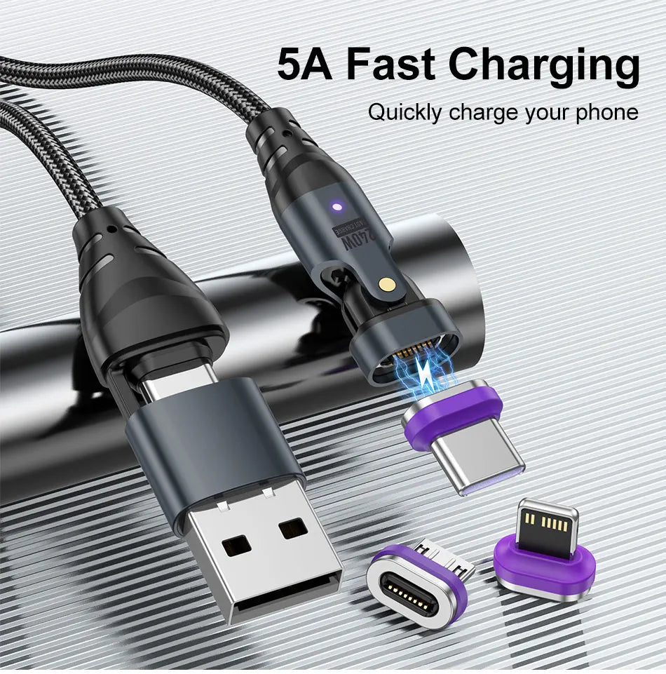 240W 6 in 1 PD3.1 Magnetic Cable Micro USB C to Type C Cable 6A Fast Charging for Macbook iPad iPhone 17 16 Samsung Xiaomi