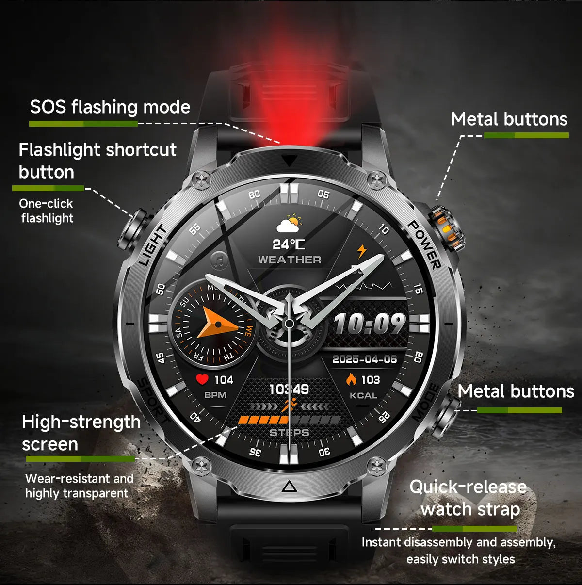 2026 New Military TANK SmartWatch Bluetooth call 10ATM Waterproof 1400mAh Battery Heart rate monitoring Outdoor Sports Watch Men