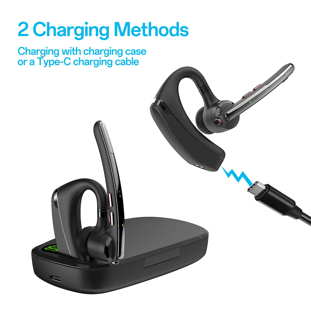 Bluetooth Headset, Wireless Earpiece with Upgrade Noise Canceling Mic,100H Talking Time,Hand-Free Headphones with Mute Button