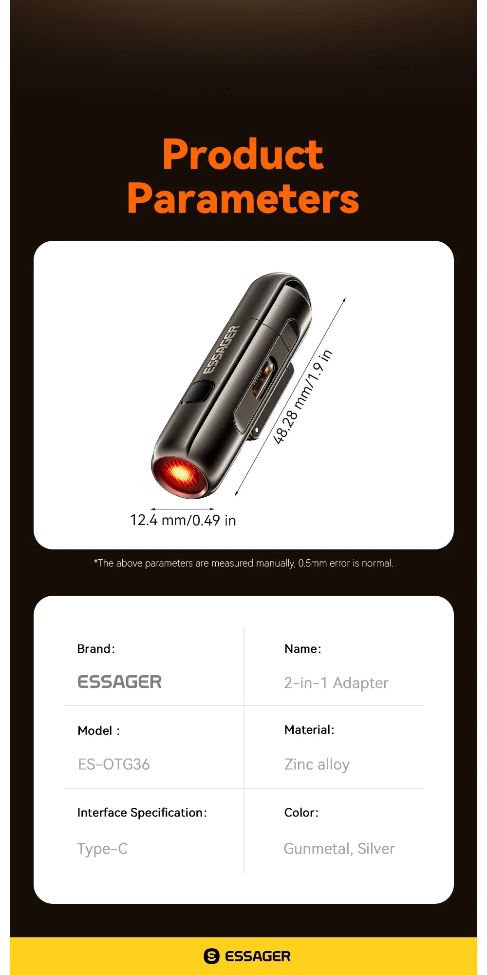 Essager 2-in-1 Type-C Portable Mini Cigarette Lighter with Air Blowing Function Outdoor Safety USB-C Adapter