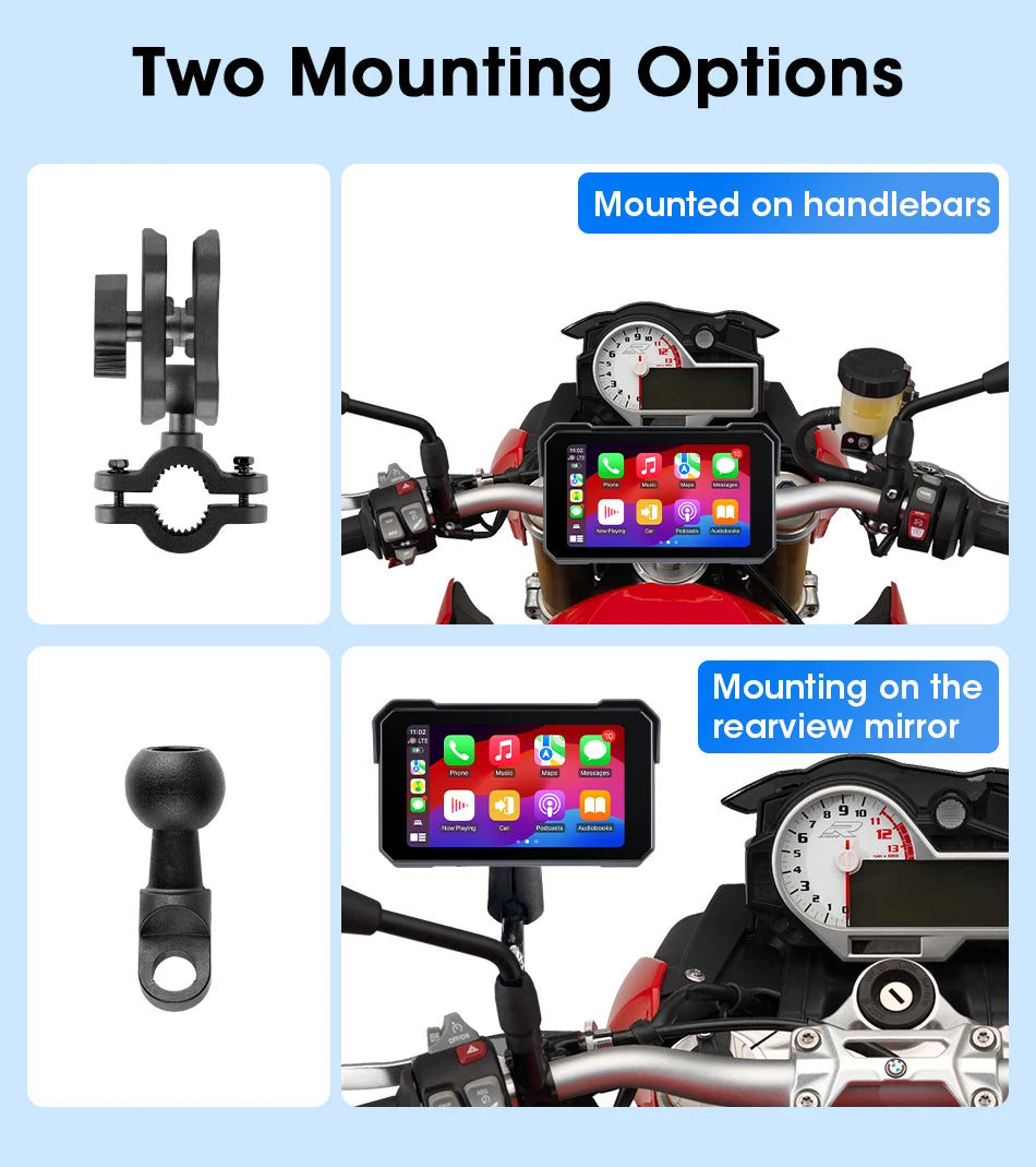 Jansite Motorcycle Display Screen Carplay Moto Navigation Portable Digital Dashboard Motobike Android Auto Waterproof BT Monitor