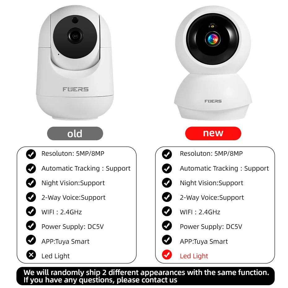 FUERS 5MP HD Indoor Security WIFI Camera For Baby Monitor Dog Camera Motion Detection Tuya Smart Home Works With Alexa
