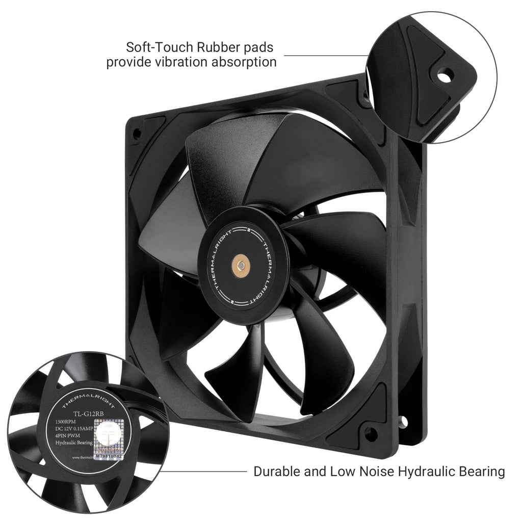 Thermalright 120mm Case Fan TL-G12/G12B/G12RB CPU Cooling Fan 120mm Silent-Balance Fan Reverse Airflow Design Fan