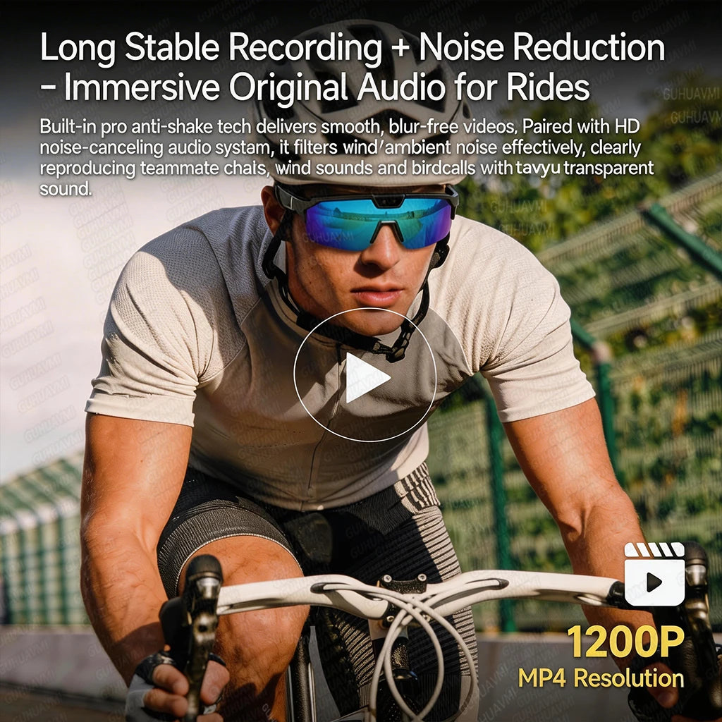 2026 New AI Sport Cycling Smart Glasses 80MP Camera 1200P HD Video Bluetooth 5.3WiFi Open Ear Riding Speaker Real-Time Translate