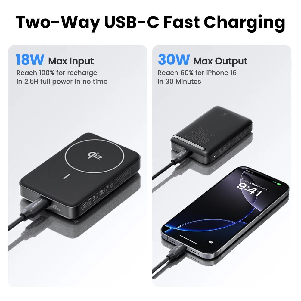 PISEN PD 30W Qi2 15W Wireless Magnetic Power Bank 10000mAh With Stand Fast Charging CCC Powerbank For MagSafe iPhone 17 16 15 14
